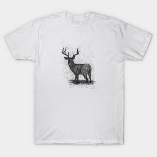 Deer Buck With Antlers Drawing T-Shirt